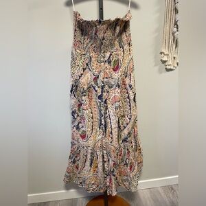 American Eagle Strapless Floral Front Button Maxi Dress Size XL